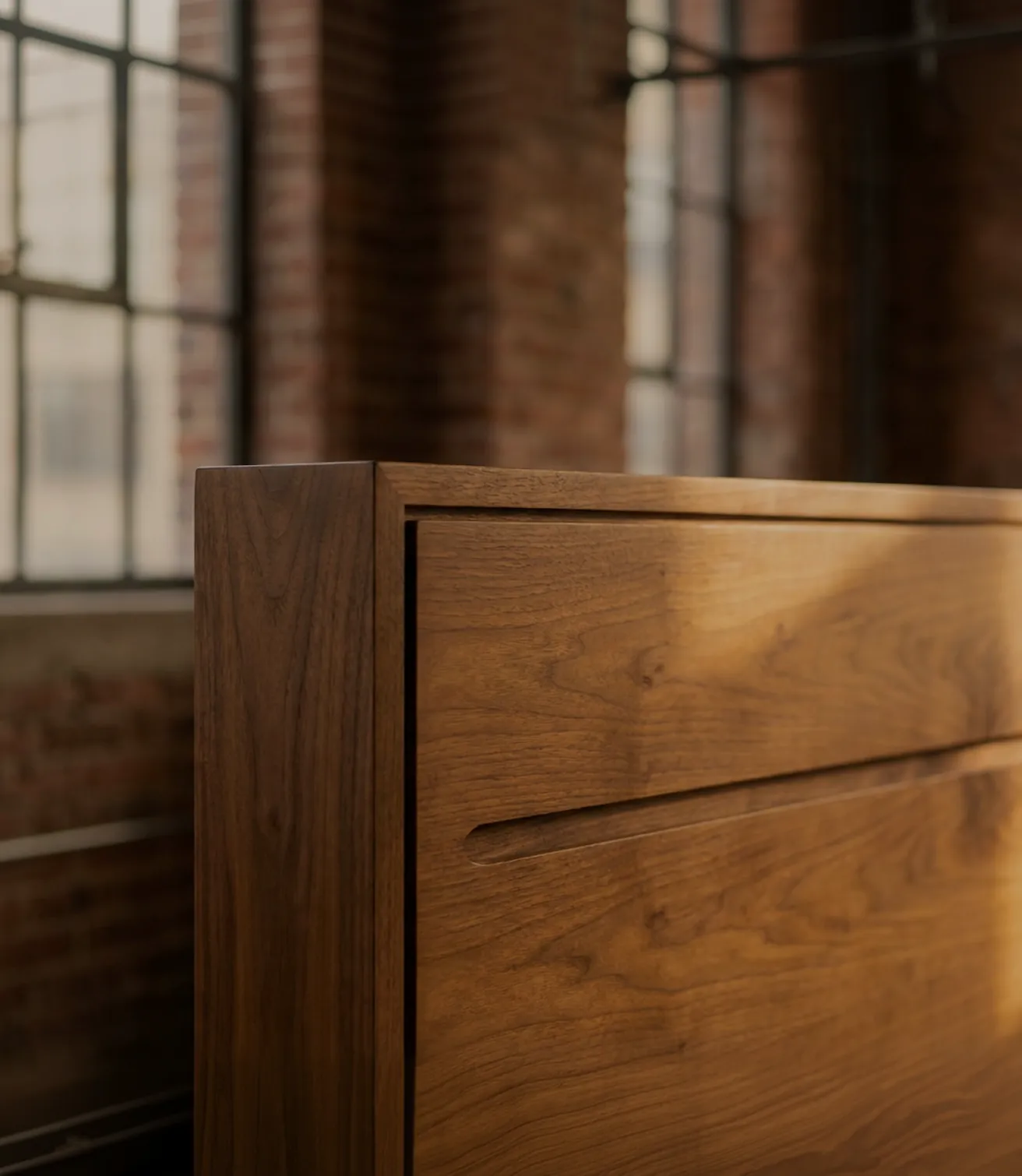 reception desk in walnut